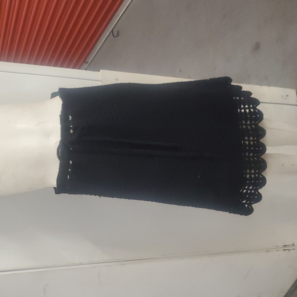 EUC DKNY black lambs wool tie waist KNIT skirt w/scalloped hem size S - Picture 12 of 13